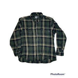 Mens Wolverine Flannel Button Up Shirt, Size Xl Green Plaid